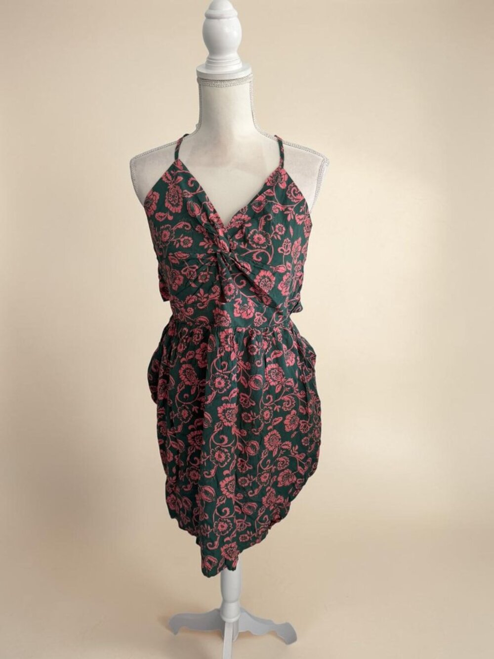 CUPSCHE Green Pink Tie Back Dress Size Large NEW NWT